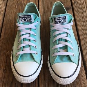 Teal hand dyed converse